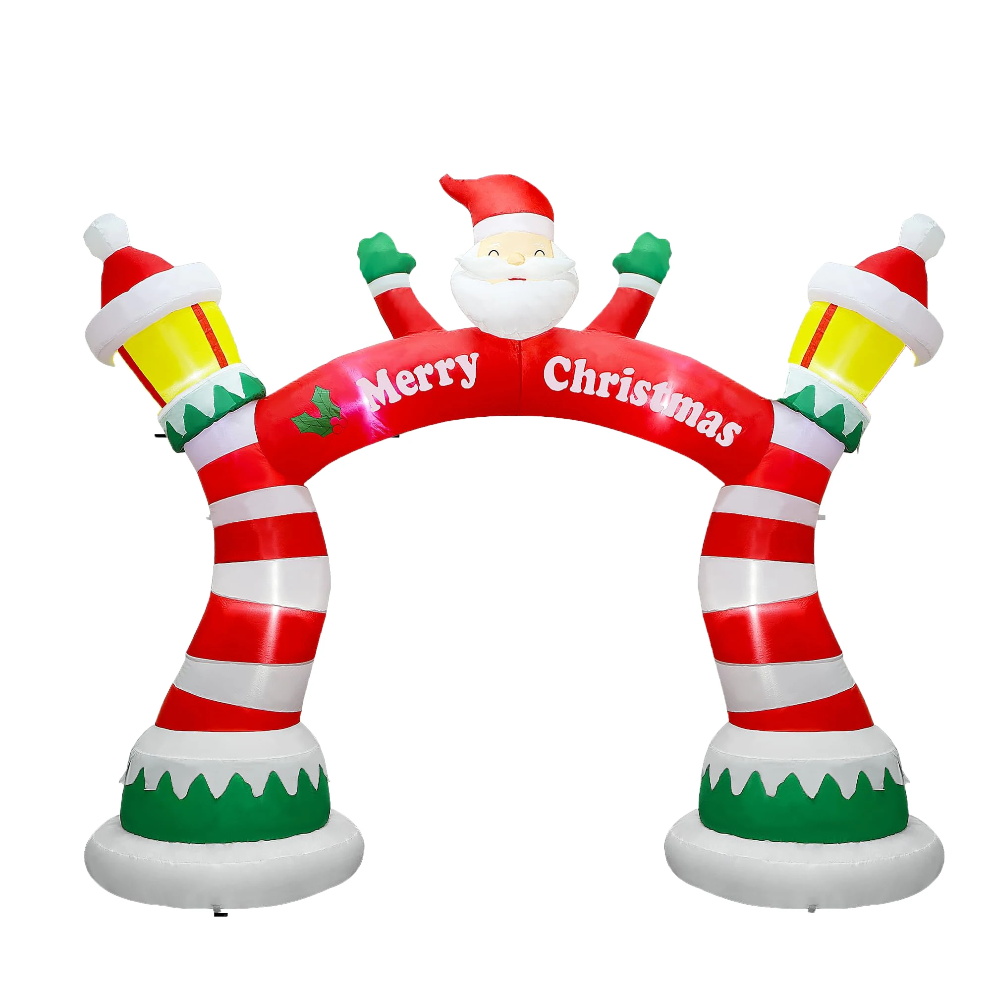 Holiday Blow Up Decor Lighted Inflatable Christmas Santa Archway with Build in LED Light