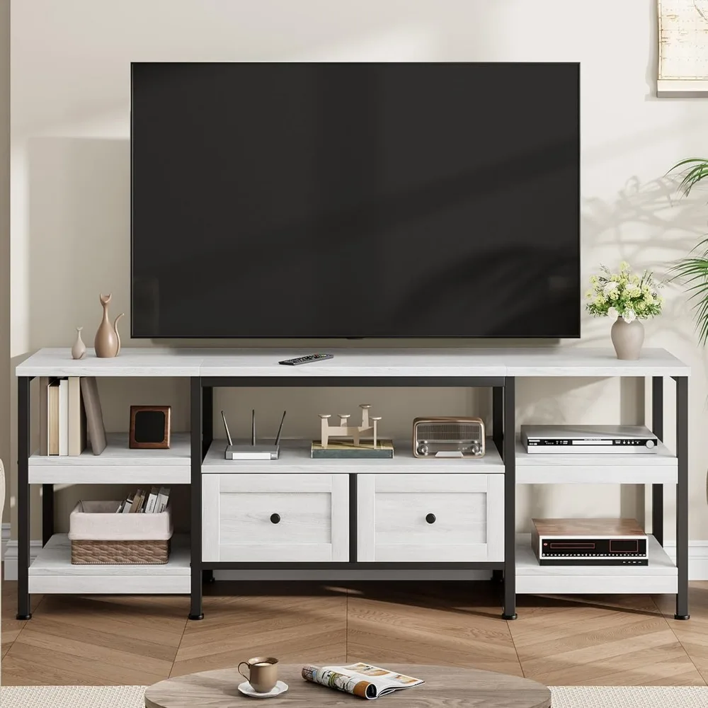 

63 in Industrial TV Stand with 2 Drawers, Entertainment Center for TVs Up to 65 in, Rustic Media Console with Storage She