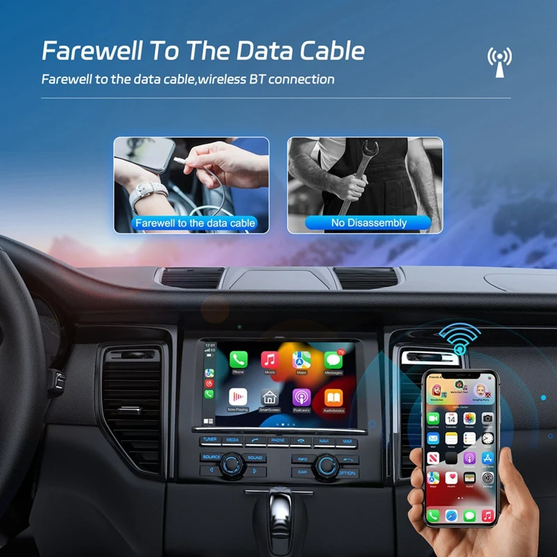 Effortless Setup Wireless Carplay Adapter For All Factory Cars, Converts Wired Carplay To Wireless