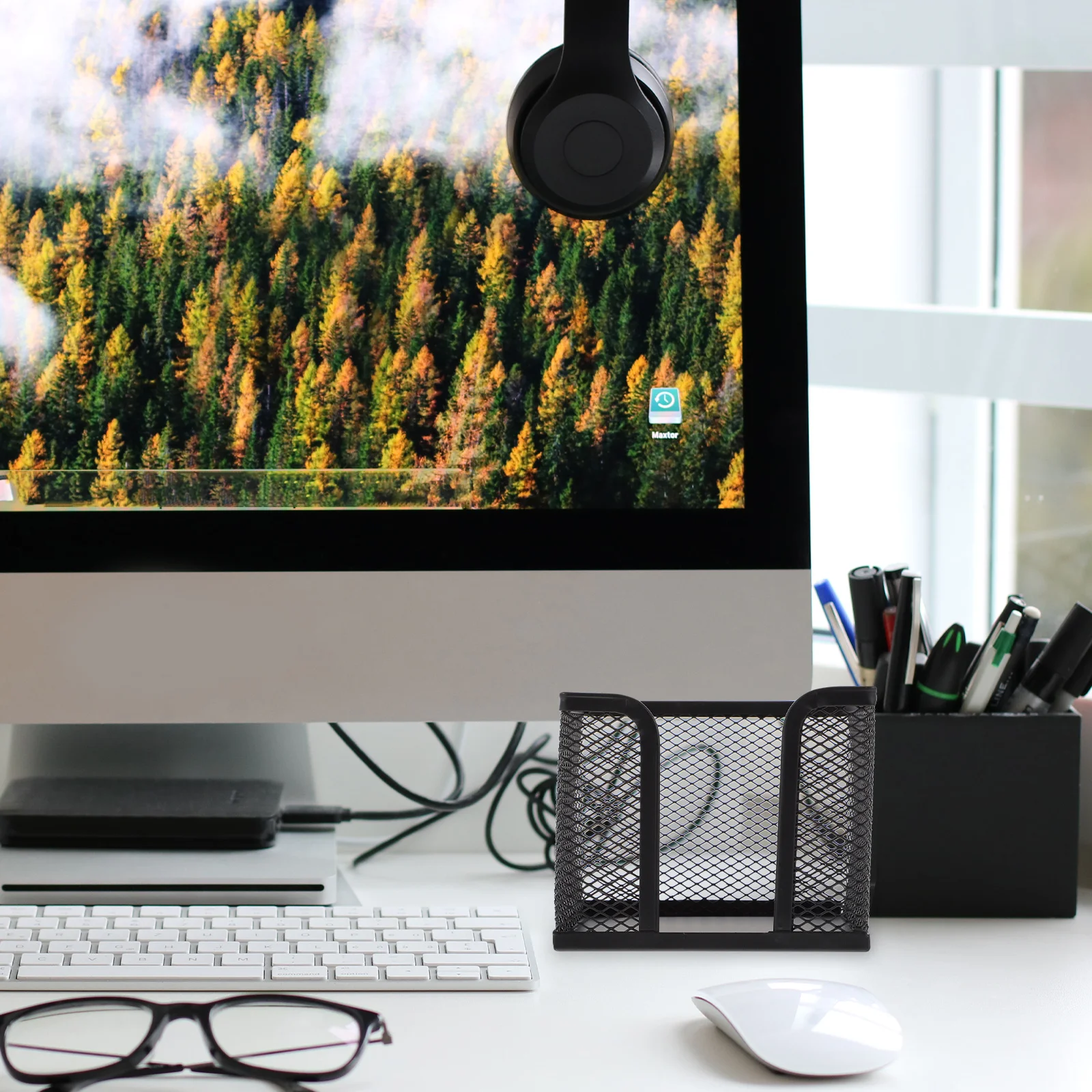 

2Pcs Office Memo Pad Holders Notepad Containers Desktop Organizer Note Papers Pencil Pen Holder School Supplies