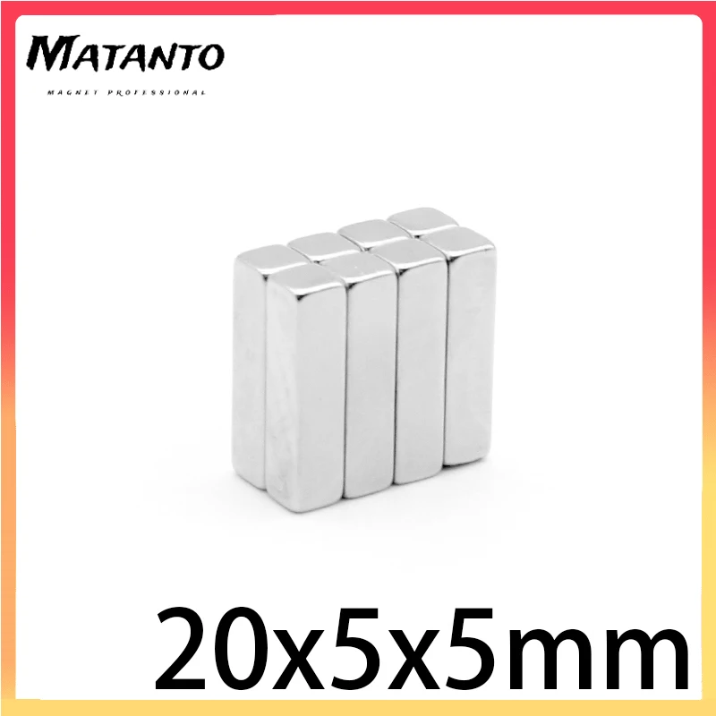 

5/10/20/30/50/100PCS 20x5x5 Block Powerful Strong Magnetic Magnets N35 Neodymium Magnet Sheet 20x5x5mm Permanent Magnet 20*5*5