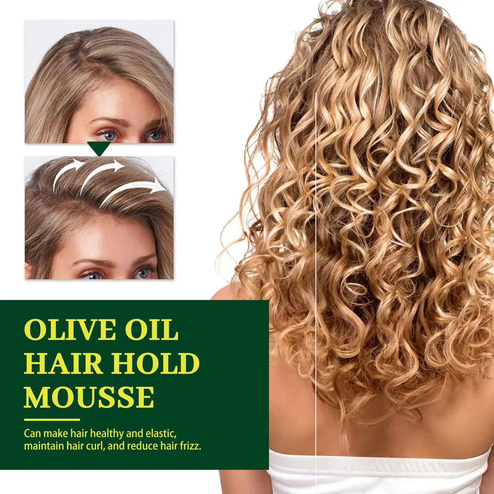 60ml Hold Mousse - Multifunctional Olive Oil Hair Styling Mousse for Long-Lasting Nourishment | for travel & Dating Essential