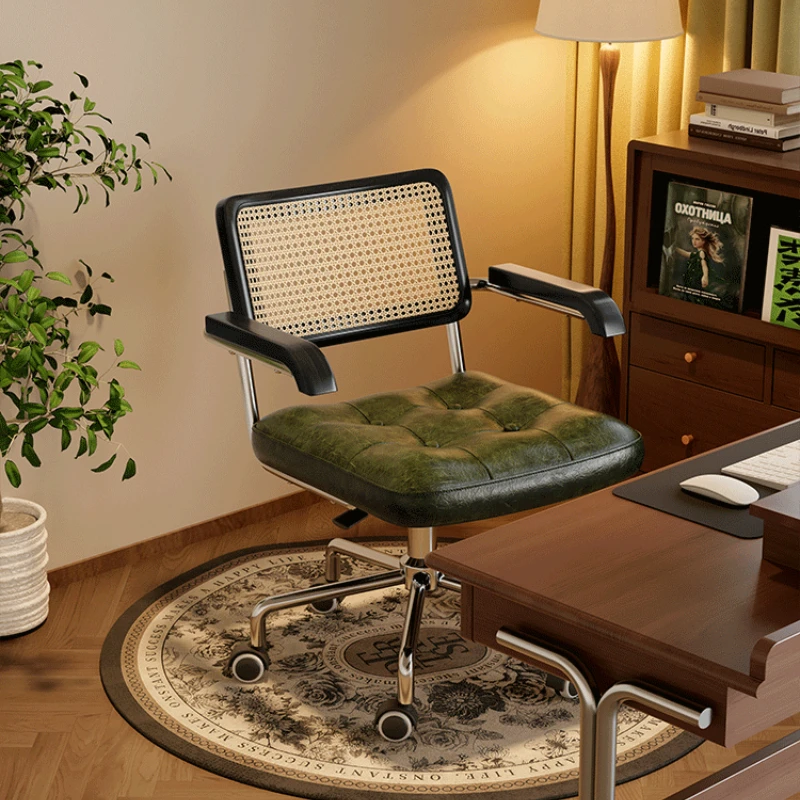 Home Simple Dining Chair Light Luxury Comfortable Learning Office Chairs For Kitchen Backrest Retro Lifting Swivel Furniture