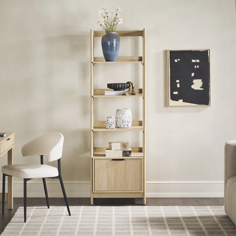 

Transitional Narrow Bookshelf with Drawer on Bottom - Oak