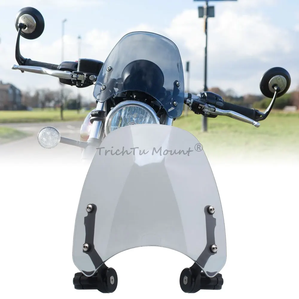1Pcs Windshield Wind Splitter With Brackets Wind Deflectors Fits For Triumph Bonneville Bobber 2017-2020 Light Smoke Windscreens