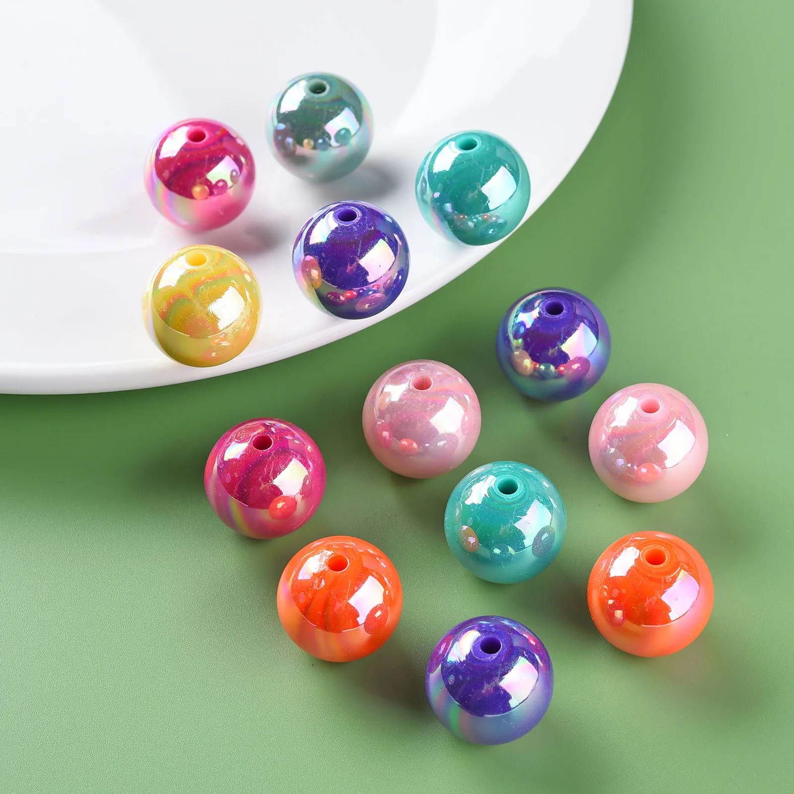 PandaHall 100 Stück 20mm Acryl-Kristallperlen Runde Abstandhalterperlen AB-Farbe Bastelperlen für Halsketten Armbänder Schmuckherstellung – Detail 9