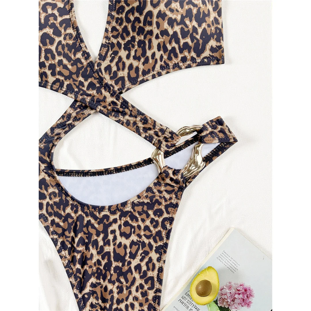 Sexy Badeanzug mit Bauchausschnitt, Leoparden- und Schlangenhautmuster, Damen-Badeanzug, einteiliger Badeanzug, Damen-Neckholder-Badeanzug mit hohem Beinausschnitt, Badebekleidung, Badeanzug V7972 – Detail 28