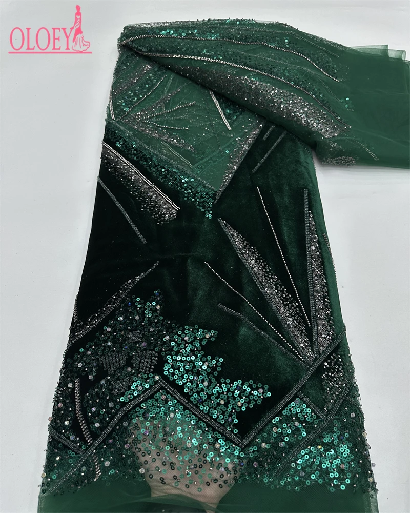 

Бархатная роскошная африканская сетчатая кружевная ткань с бисером и 2026 блестками, французский тюль для нигерийских свадебных платьев