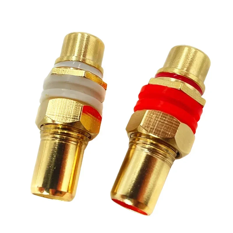 4/8/16/40PCS RCA Female To Female Coupler Joiner Jack Straight F/ F Socket with Washer Audio Gold Plated Speaker RCA Connector