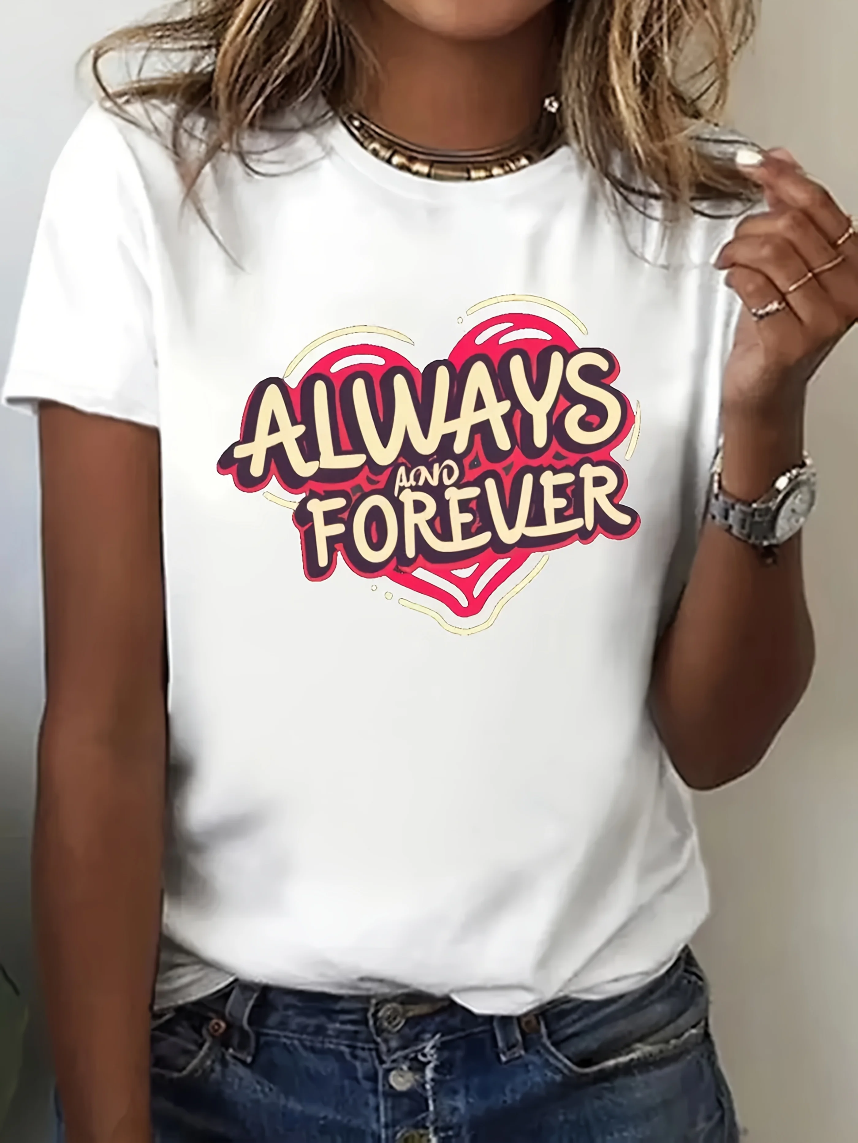 

Женская футболка Forever And Eternal Love, повседневный топ с круглым вырезом и короткими рукавами, дышащая весна и лето