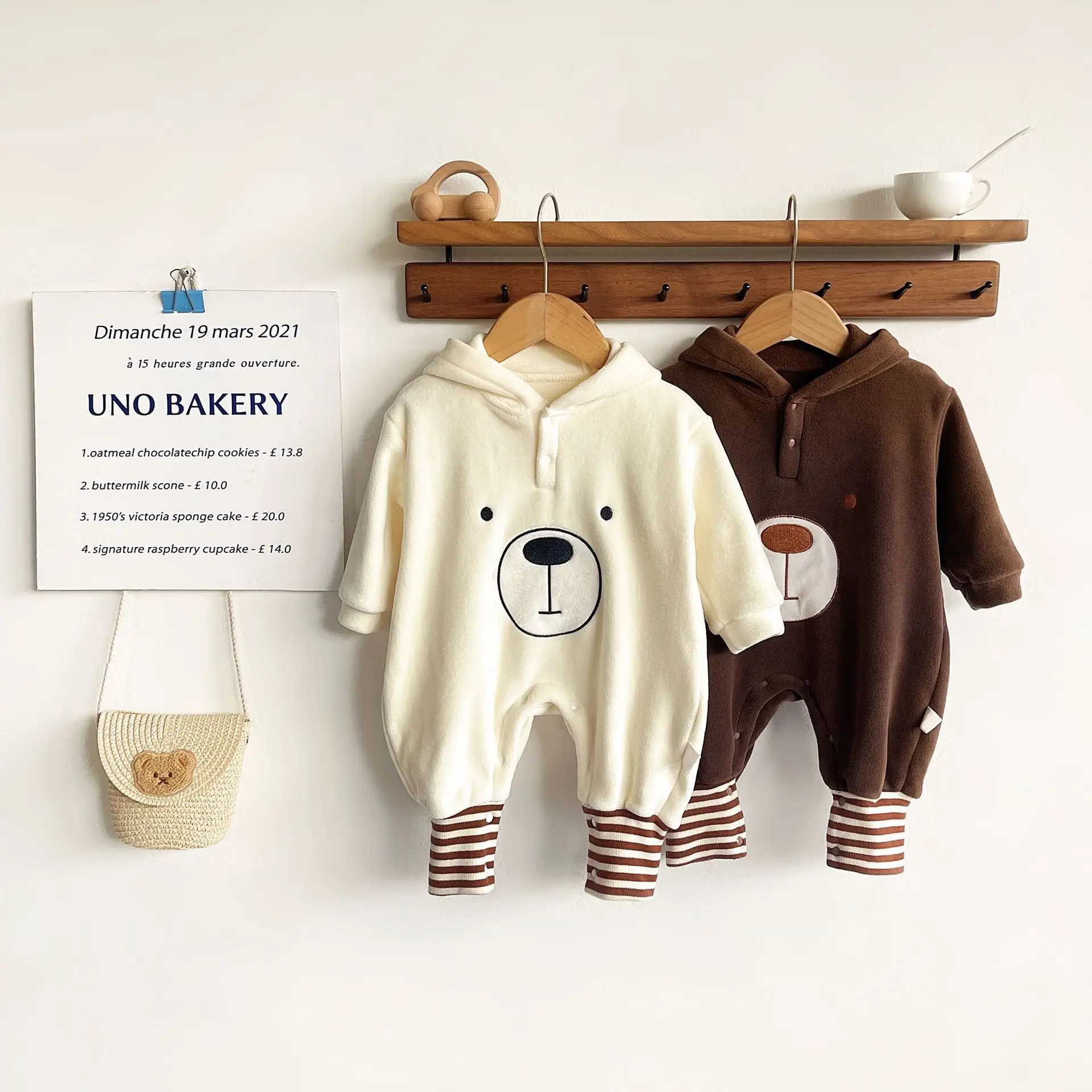 

baby autumn and winter hooded cartoon bear versatile one-piece crawling suit, thick warm clothes