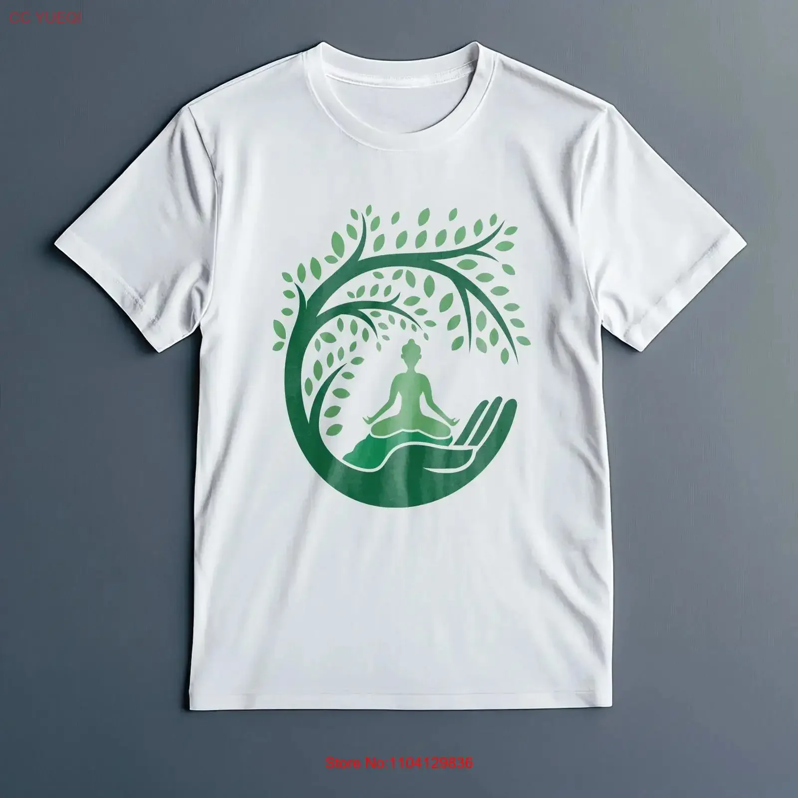 T-shirt de méditation naturelle vert, yoga, zen, pleine conscience, équilibre spirituel pour les amoureux, les yoghis et lui/elle, vintage, lavé, polyvalent