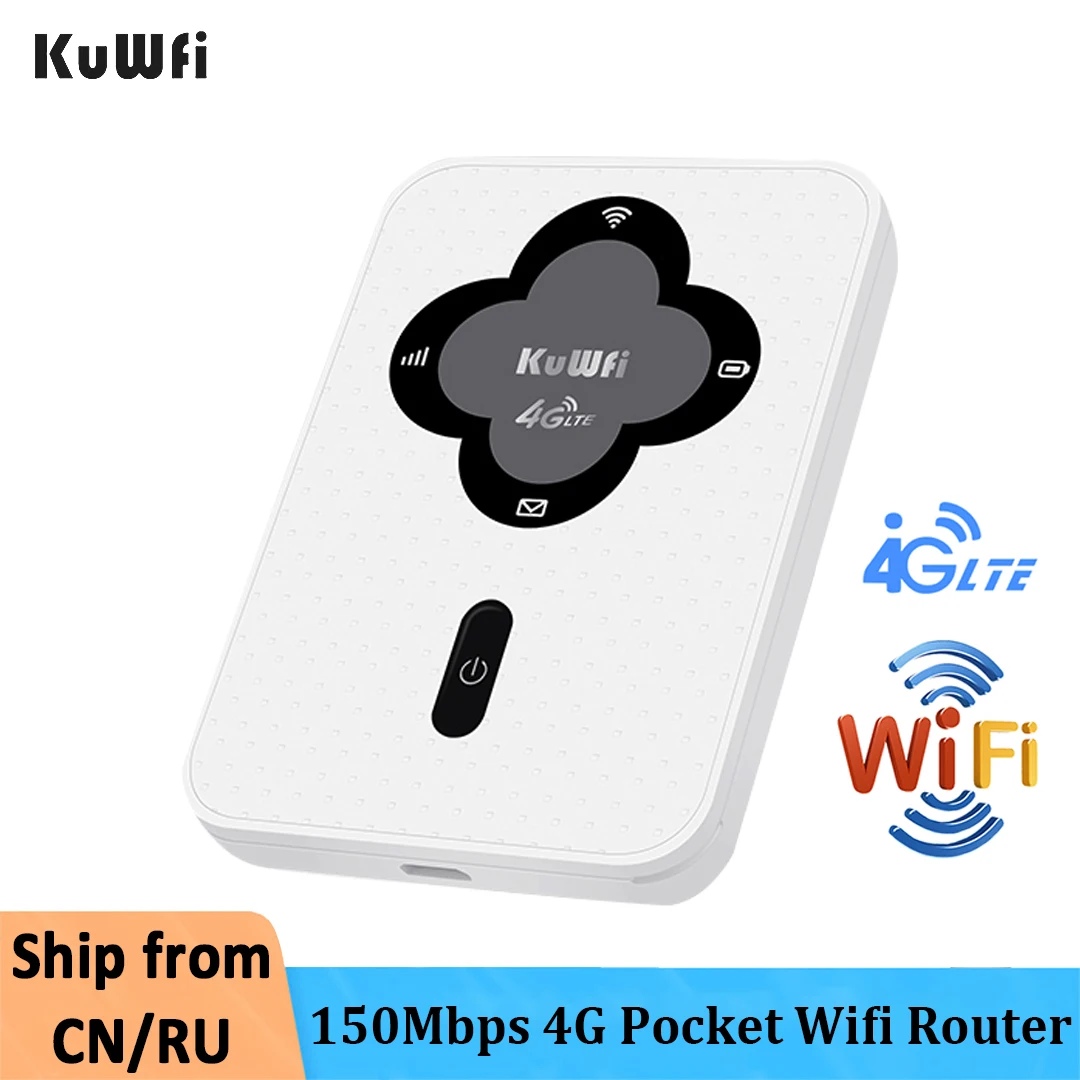 

Маршрутизатор KuWFi 4G LTE, карманная Мобильная точка доступа Wi-Fi, мини-роутер 150 Мбит/с, беспроводная точка доступа Wi-Fi, со слотом для Sim-карты, универсальный роутер