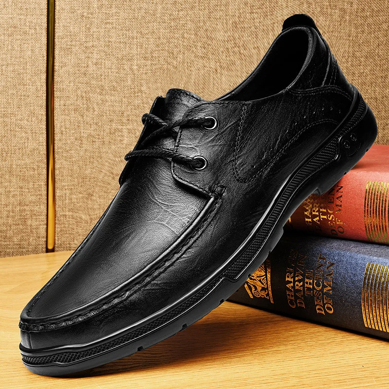 

Genuine Leather Shoes Men lace up oxfords Soft Cow Leather Casual Shoes Male Footwear Black Sneakers Zapatos Casuales Hombres