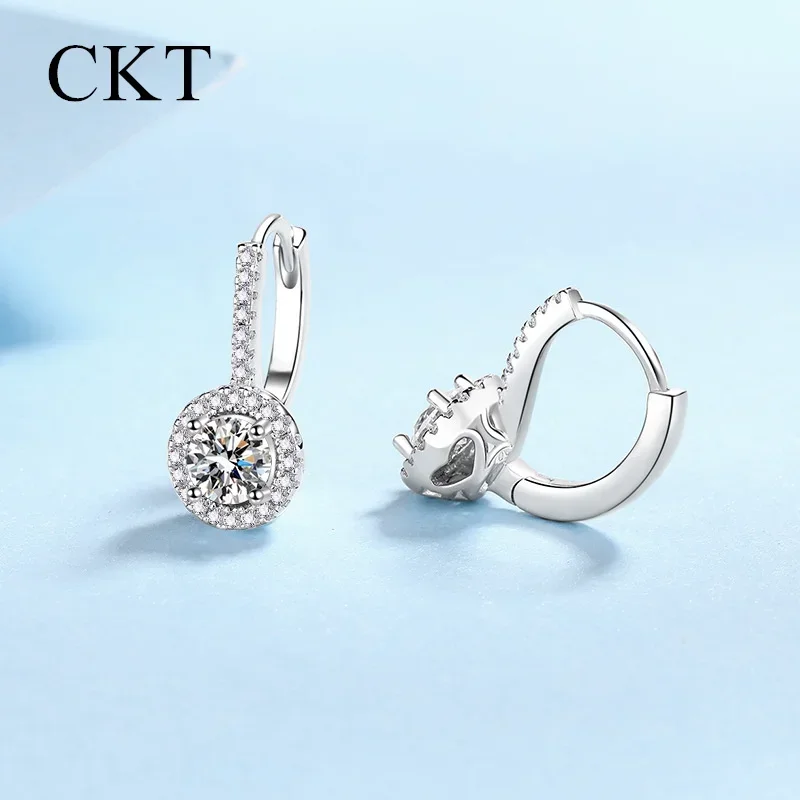 

18K White Gold Platinum Drop Earrings for Women 1ct Moissanite Pt950 Full Star Earrings for Girlfriend Sparkling Diamond Jewelry
