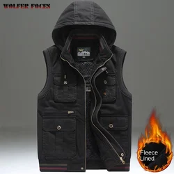 Autumn Men's Clothing Solid Color Casual Loose Vest Men's Multi Bag Work Clothes Fashion Camping Tactical Men's Sports Vest Coat