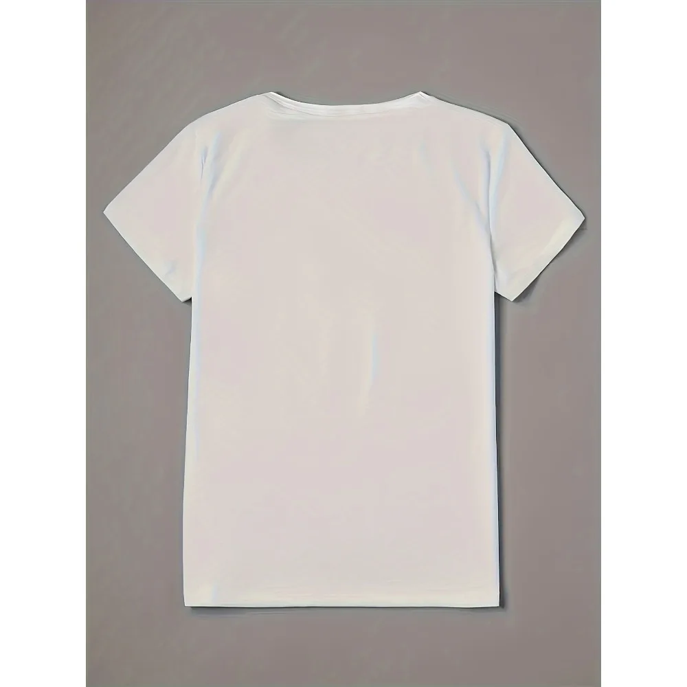 تي شيرت نسائي كاجوال برقبة دائرية، "Pray It Pray It Get Through It" اقتباس وحروف زهرية، أبيض، فضفاض