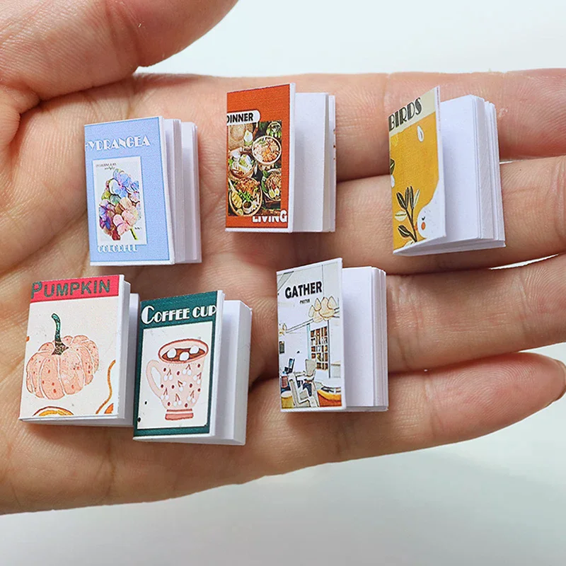 Set di 5 libri per case delle bambole in miniatura per la decorazione, giochi di finzione, accessori per la sala studio per micro scene della casa delle bambole