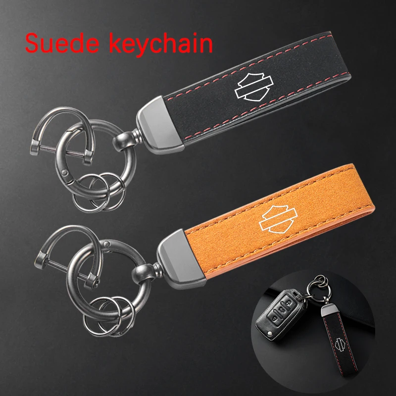 For Harley Pan America ADV 1250 PA1250 PANAMERICA Special Accessories High-Grade Leather Suede Keychain Motorcycle Key Ring