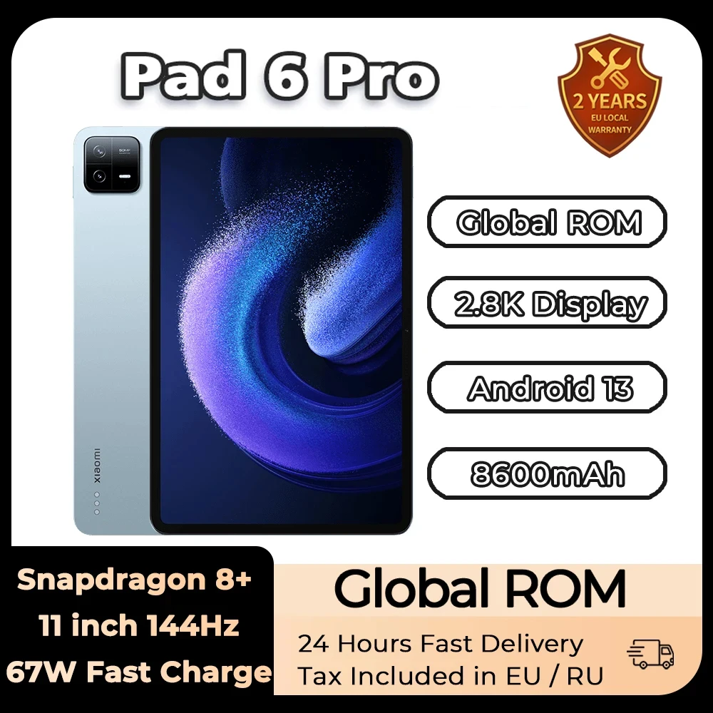 

Xioami Mi Pad 6 PRO Global Rom Tablet Snapdragon 888 10.1 Inch 144Hz 2.8K Display 8600mAh 67W Fast Charger Android 13 GPS Tablet