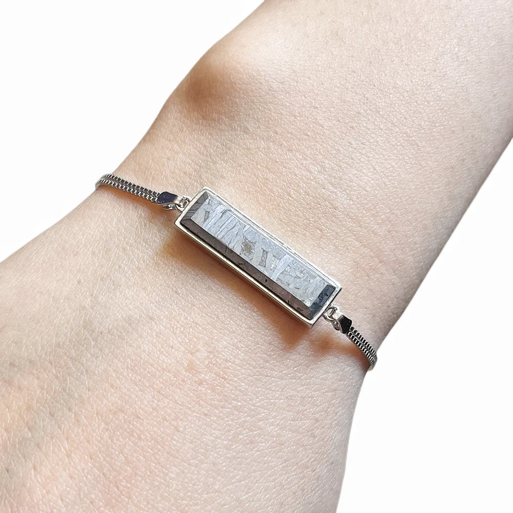 Exquisite Muonionalusta Iron Meteorite Bracelet Natural Iron Meteorite Bracelet s925 Bracelet Jewelry Gift