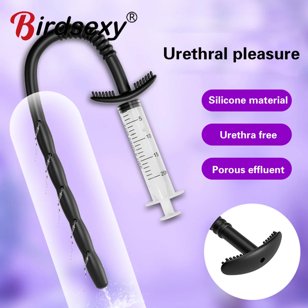 Hollow Penis Plug Enema Flush Silicone Stick Catheter Urethral Sounding Dilation Male Masturbator Adult Sex Toy for Man Expander