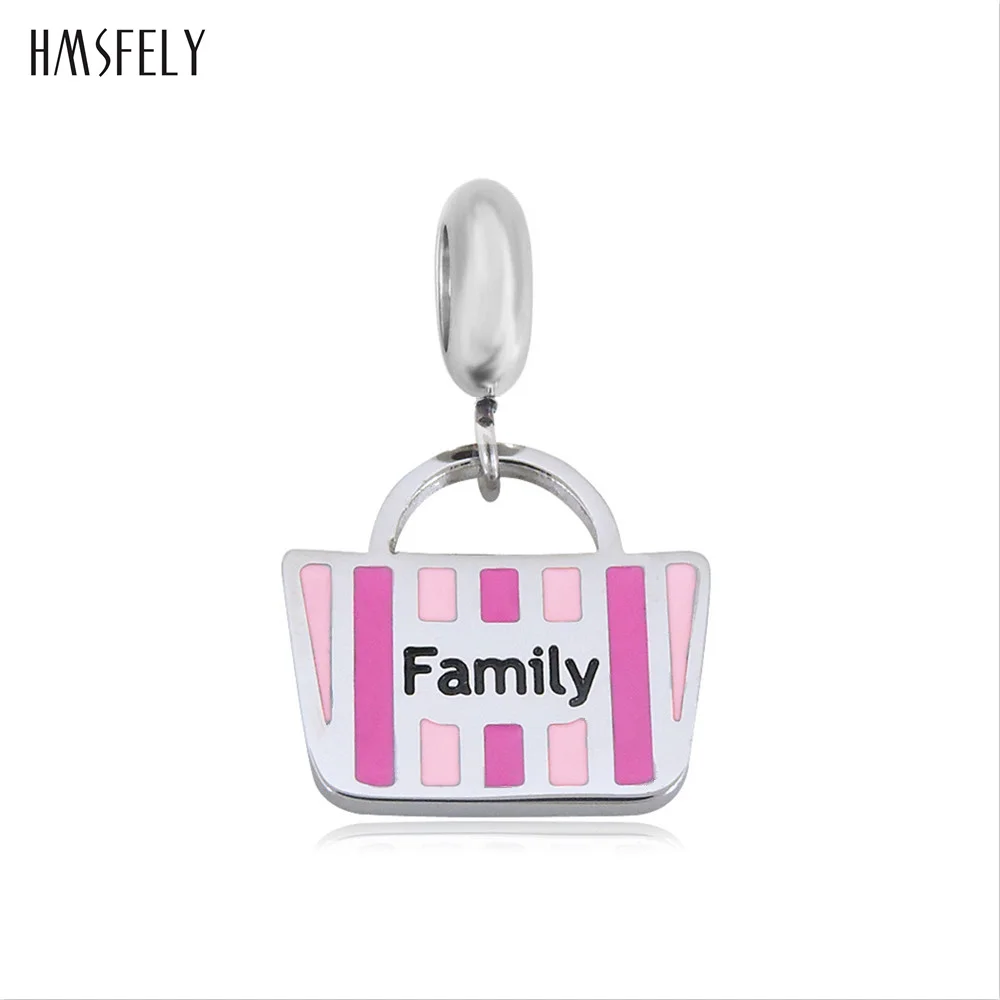 HMSFELY Stainless steel handbag Pattern Pendant For DIY Bracelet Necklace Jewelry Making Accessories Bracelets Tags