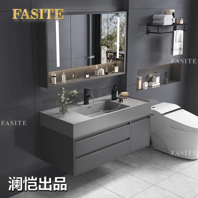 For  Integrated Bathroom Vanity Cabinet with Smart Mirror Simple Modern Washbasin Countertop Combo for Toilet