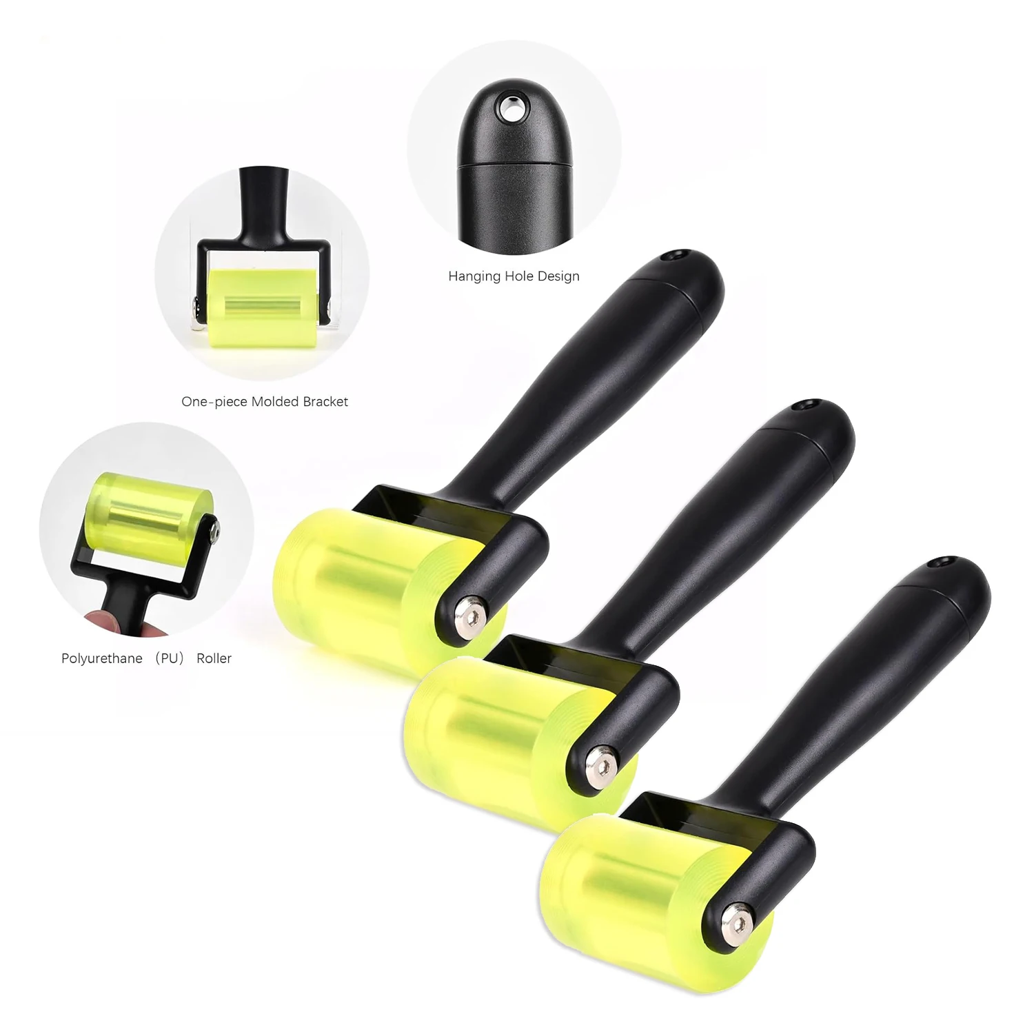 EHDIS 3pcs PU Rubber Seam Roller Wallpaper Decal Tint Application Vinyl Wrap Wheel Rolling Sound Deadener DIY Crafting Hand Tool