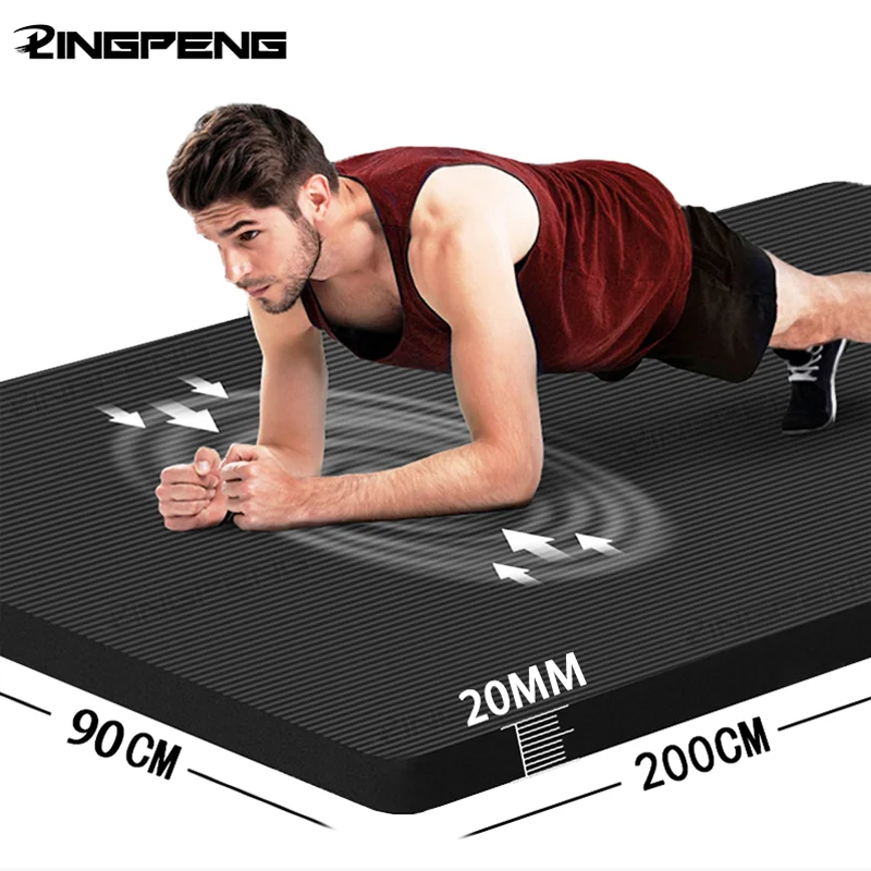 Longer Thicken Non-Slip Men\'s Fitness Mat High Density Exercise Yoga Mats For Gym Home Fitness Exercise Gymnastics