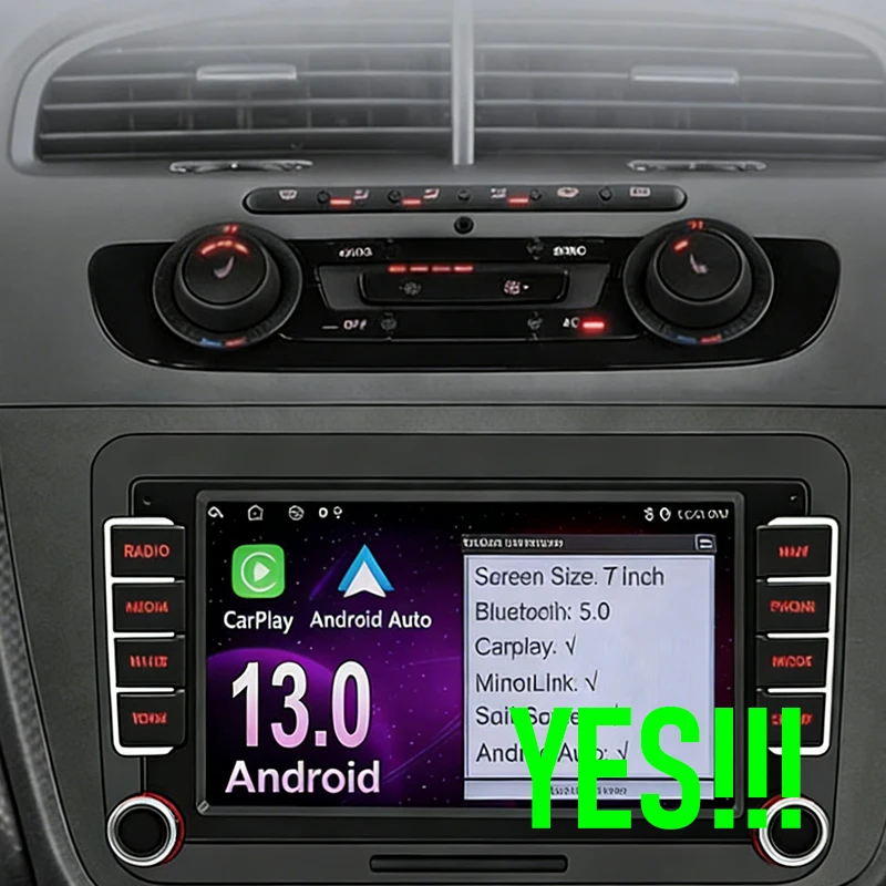7'' For VW SEAT Altea 2004-2015 Car Radio Camera Navi Steering Wheel Control Android 15 Auto FM Google Map GPS 4G SIM Head Unit