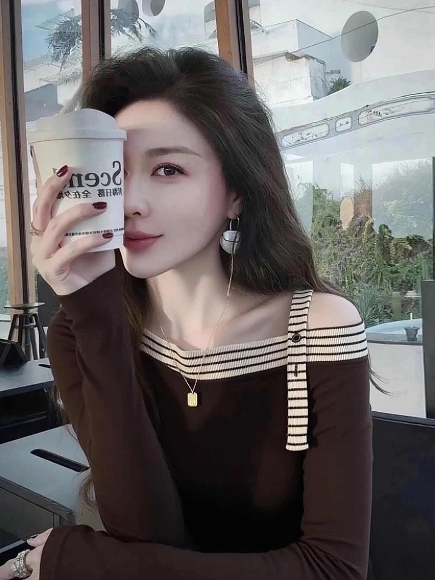 

Faionable Long Sve Knitwear Women's Base Layer irt Color Blo Design Slimming Top Winter Sle Commute Korean Version
