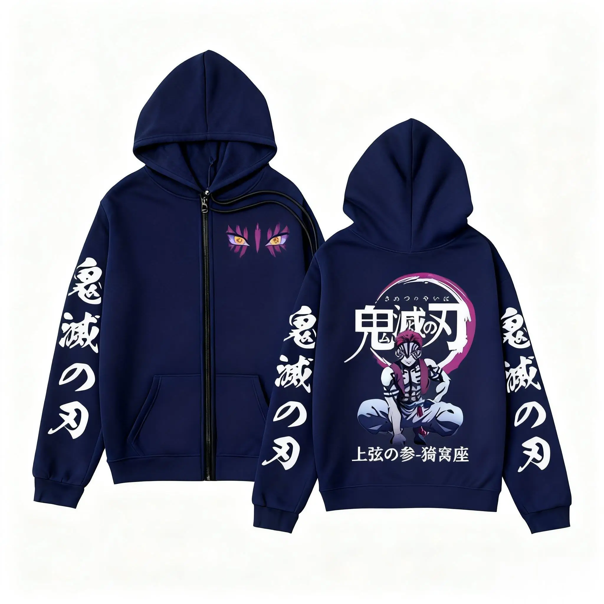 

Akaza Demon Slayer Hoodie Men Women Zip Up Jacket Anime Streetwear Casual Winter Pullover 2026 Graphic Print Hooded Sweatshirt