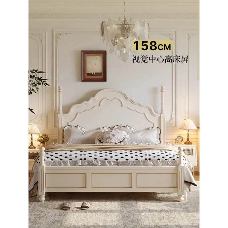 

French Cream Wind Princess Bed American Retro White Solid Wood Anna Bed 1m 8 Double Master Bedroom 2m Queen Bed