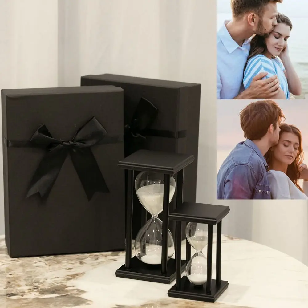 Practical Wooden Glass Sand Hourglass Sand Timer 8 Colors Vintage Sand Clock 30/60 Minutes Hourglass Timer Set Office