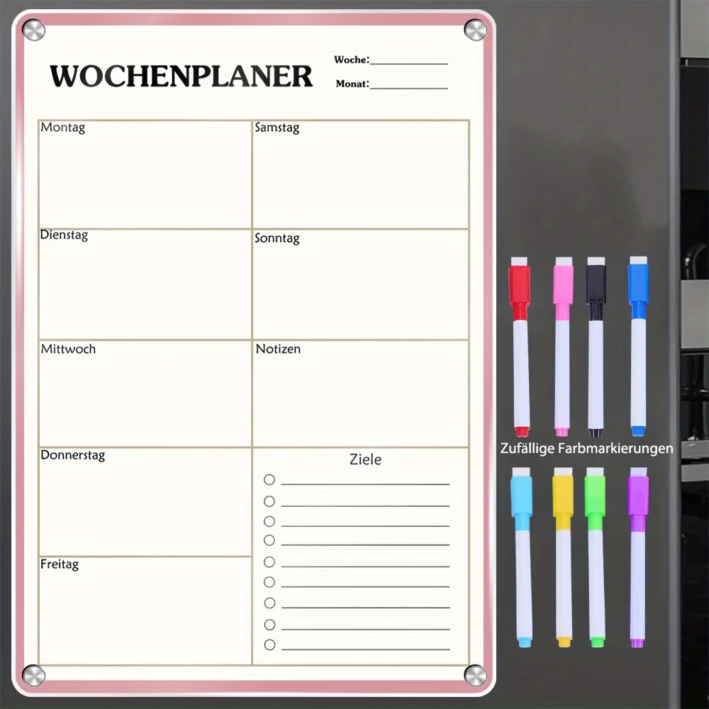 Magnetic Weekly Planner 16.54X11.81 inch – for Refrigerator Use, Includes Markers, for Scheduling, To-Do Lists