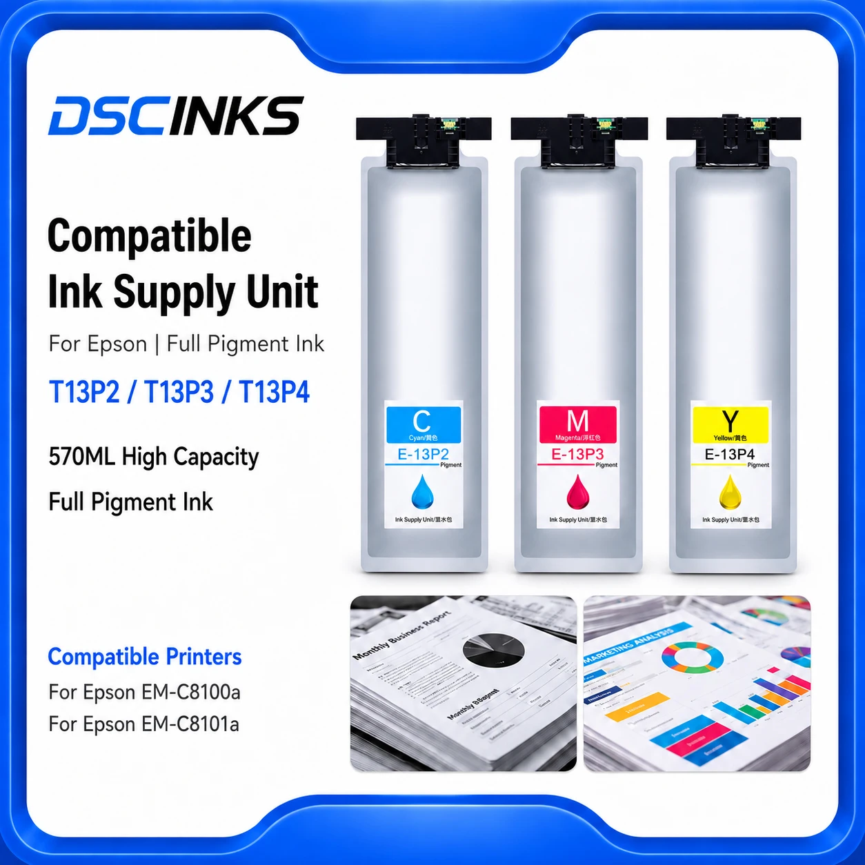 T13P2 T13P3 T13P4 T13P1 High Capacity Pigment Ink Cartridge With Chip For Epson EM-C8100a EM-C8101a Office Printing