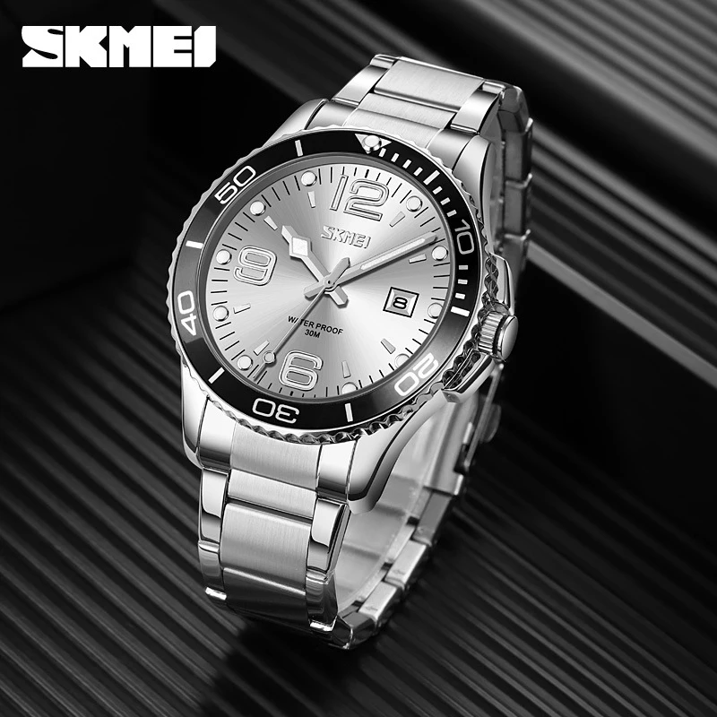 SKEMI Green Submarine Men's Business Watch 9278 Steel Strap Calendar Waterproof Quartz Watch