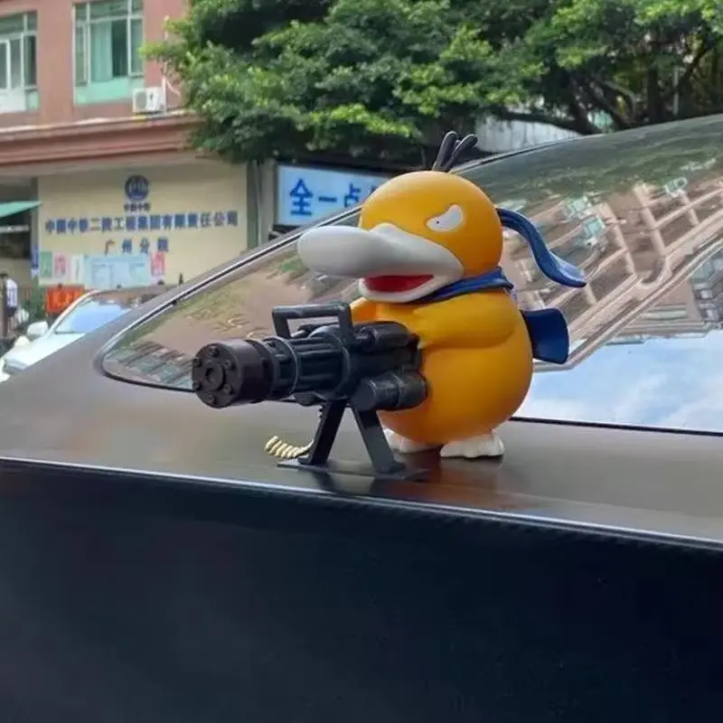2025 Pokemon Serie Psyduck Gatling Gun Figure Toy Cute Duck Collection Figurine creative Modello Anime Periferico Ragazzi Regalo
