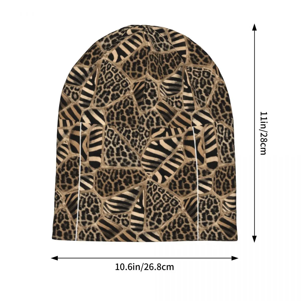 Animal Print - Leopard And Zebra Skullies Beanies Hats Warm Autumn Winter Outdoor Cap Knitted Bonnet Caps for Men Women Adult