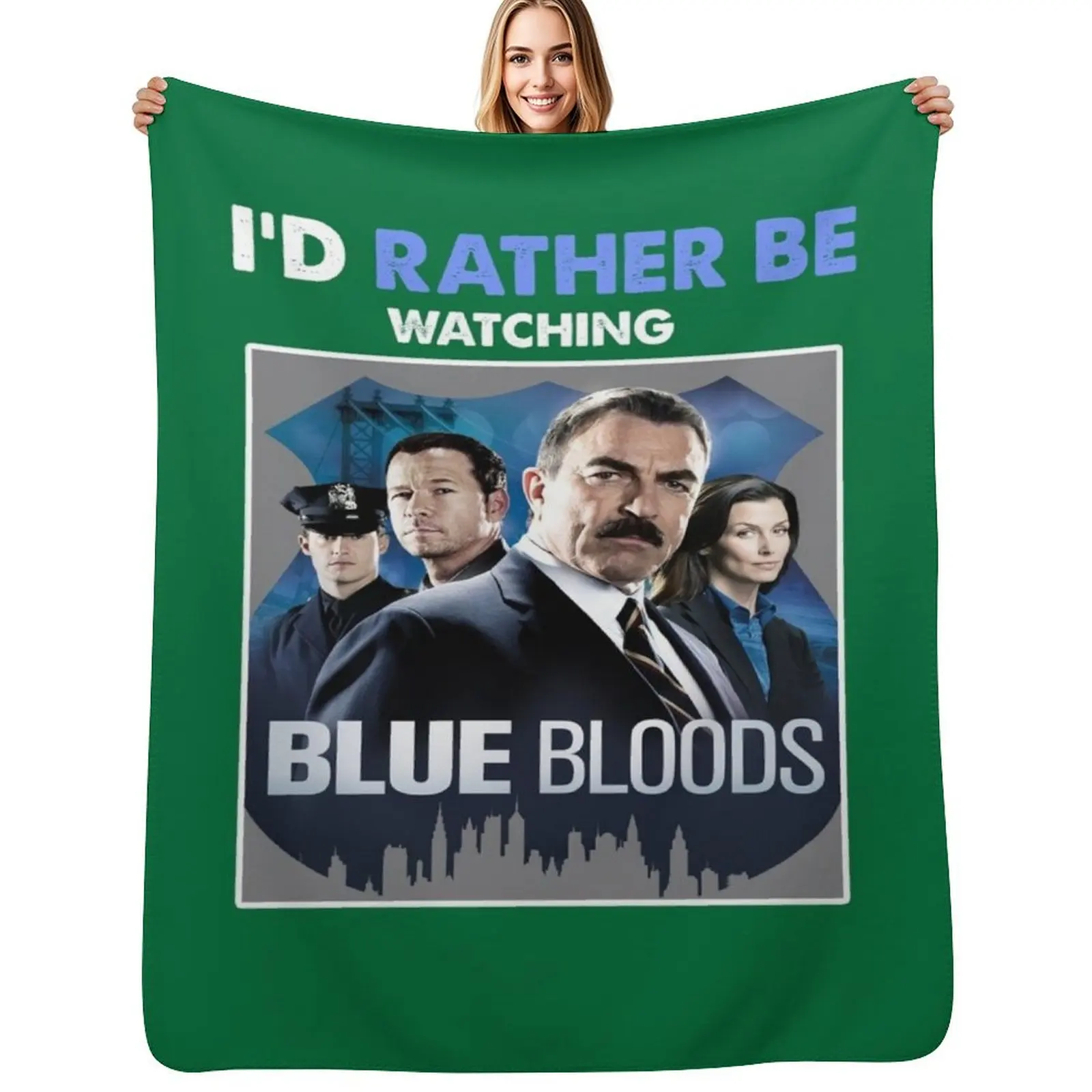 I'd Rather Be Watching Blue Bloods Gift Tee Basic Novelty Tees Graphics black Throw Blanket Designers For Sofa Thin Blankets