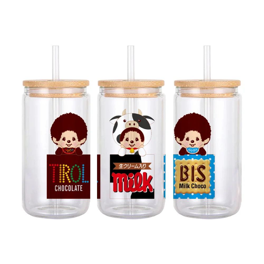 11x24cm Cartoon Baby Dolls For Libbey 16oz Can Glass 3D Waterproof UV DTF Coffee Can Wrap Libbey Glass Wrap