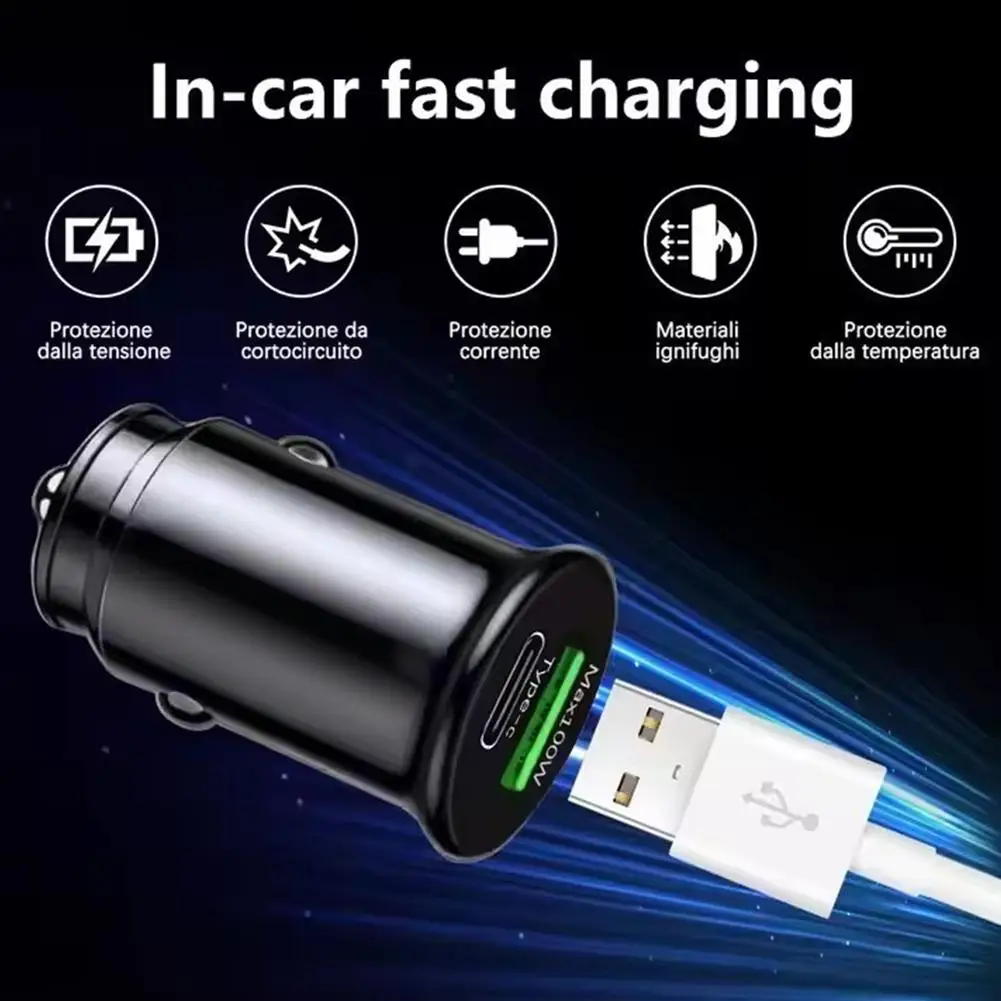 Cabezal de carga rápida Universal para coche, diseño de puerto de carga Usb Dual para carga rápida Qc3.0/Qc2.0 y Pd, carga segura y estable
