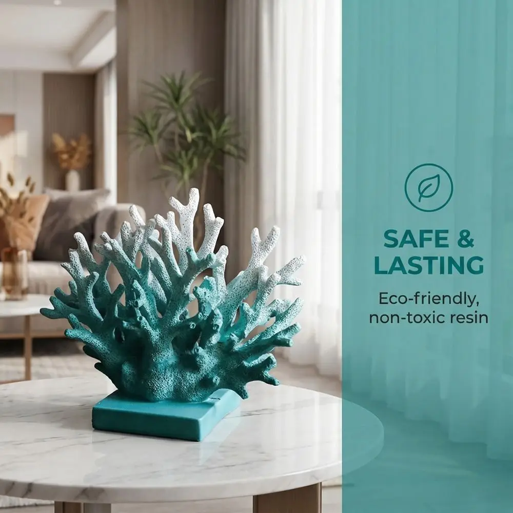 Resin Artificial Coral Statue Colorful Realistic Simulation Coral Ornament Gradient Non-slip Faux Coral Decoration Desktop Party