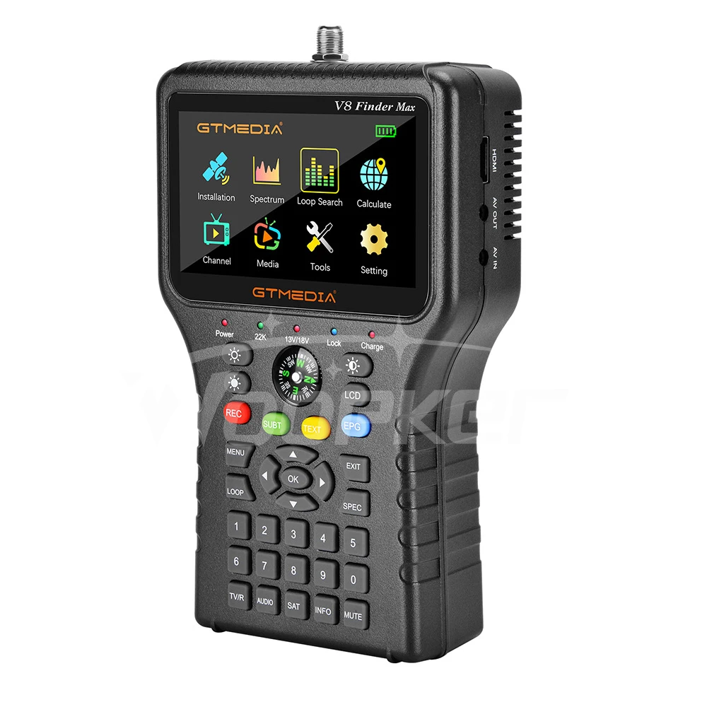 Woopker-buscador de señal satelital V8 Finder Max, localizador de 8 bits con pantalla LCD de 4,3 pulgadas, DVB-S/S2/S2x, H.265, ACM, red satelital