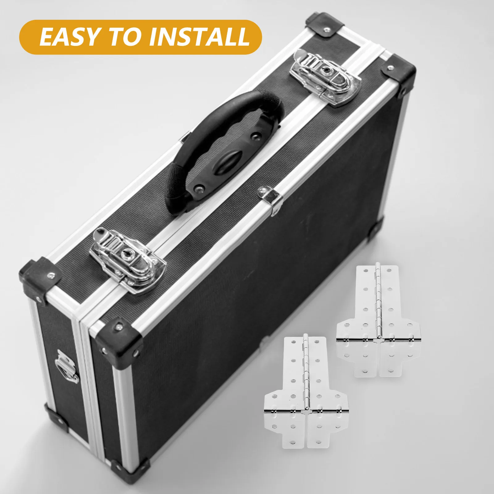 2pcs L-Shaped Flight Case Hinges Metal Road Trunk Hardware Heavy Duty Corner Wrap Connector For Dj Rack Power Tool Box