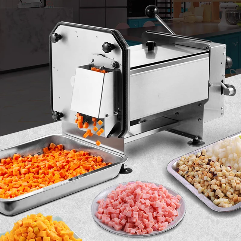 

Commercial dicing machine, carrots, potatoes and onions cut into particles, Electric vegetable and fruit dicing machine