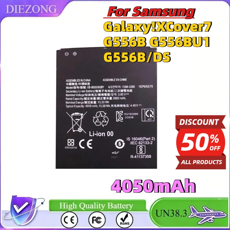 In Stock  For Samsung Galaxy!XCover7 G556B G556BU1 G556B/DS Original Battery EB-BG556GBY 4050mAh Battery