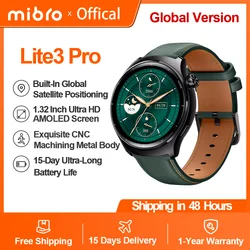 Mibro horloge Lite3 Pro wereldwijde versie 1.32Inch UHD AMOLED scherm GPS Positionering Fitness Tracking AOD metalen behuizing 5ATM waterdicht 150 sport modi Fashion mannen vrouwen Smartwatch voor iOS Android