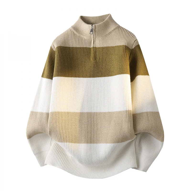 QICHE 2026 Autumn Winter Men's Thick Warm Pullover Sweater Youth Casual Versatile Long Sleeve Simple Knit Jumper